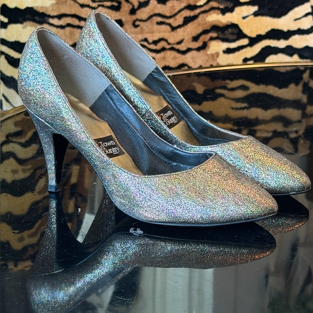 Rainbow Sparkle Fabric True Vintage Town & Country Pumps